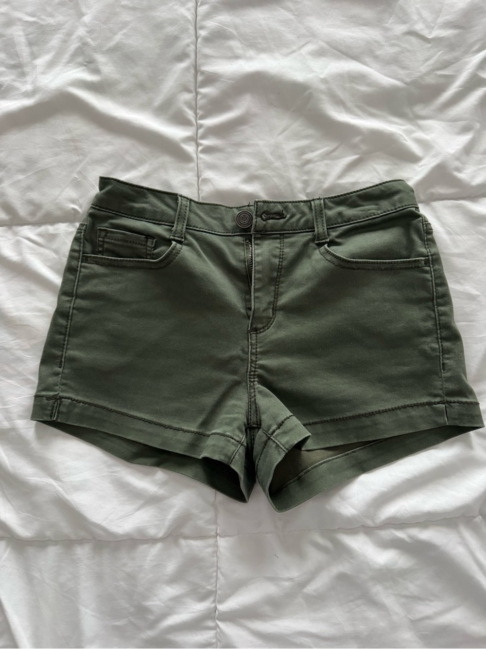 SO Olive Green High-Rise Cotton Blend Jean Shorts